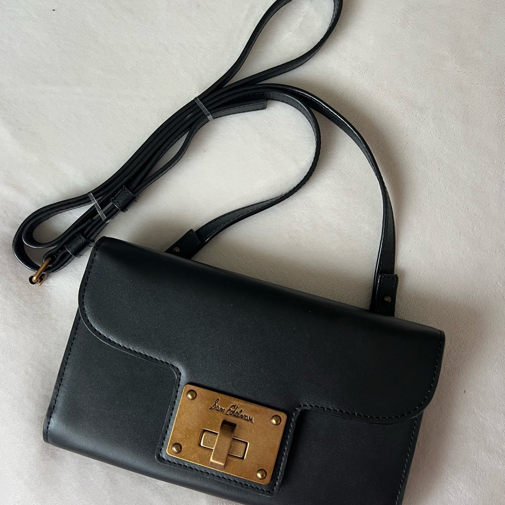 Sam Edelman Sophia Black Leather Clutch Crossbody